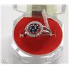 Image 1 : #31-TURKISH BLUE SAPPHIRE RING & CZ