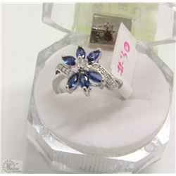 #30-NATURAL BLUE SAPPHIRE /ENHANCE RING & CZ