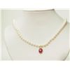 Image 2 : #7-14K GOLD RUBY(6.0CT) & PEARL NECKLACE