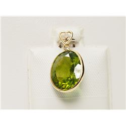 #11-14K GOLD PERIDOT & DIAMOND PENDANT