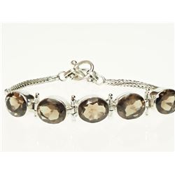#12-STERLING SILVER SMOKEY QUARTZ BRACELET