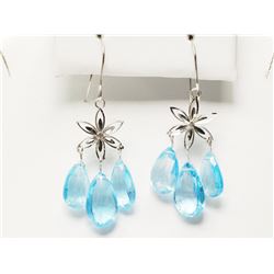 #13-14K GOLD BLUE TOPAZ EARRINGS
