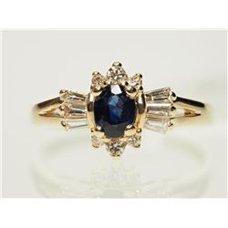 #25-10K GOLD SAPPHIRE(0.55CT) &DIAMOND(0.3CT) RING