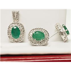 #29-14K GOLD EMERALD(3.22CT) & DIAMOND(0.23CT) SET