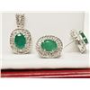 Image 1 : #29-14K GOLD EMERALD(3.22CT) & DIAMOND(0.23CT) SET