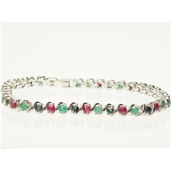 #34-STERLING SILVER EMER, SAPP, RUBY BRACELET