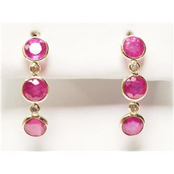 #39-14K GOLD RUBY(4.60CT)& DIAMOND(0.15CT) EARRING