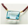 Image 1 : #49-14K GOLD BLUE TOPAZ & RUBY(34.0CT) NECKLACE