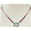 Image 2 : #49-14K GOLD BLUE TOPAZ & RUBY(34.0CT) NECKLACE