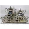 Image 1 : SILVER COLOURED BRASS SERVING TRAY AND TEA SET