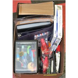BOX FULL OF OFFICE/SCHOOL SUPPLIES
