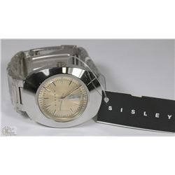 NEW SISLEY MENS SILVER TONE WATCH WITH TAGS