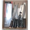 Image 1 : FLAT OF LARGE HEAVY DUTY KITCHEN KNIVES &