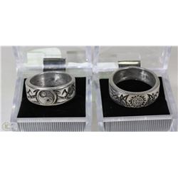 LOT OF 2 HEAVY MENS BAND RINGS SIZE 11.5 AND 11
