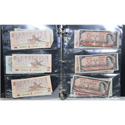 BINDER OF PAPER CANADIAN MONEY INCL $1 DOLLAR AND