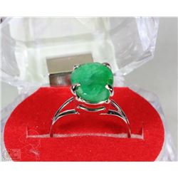 #2-NATURAL EMERALD .925 SOLID SILVER RING