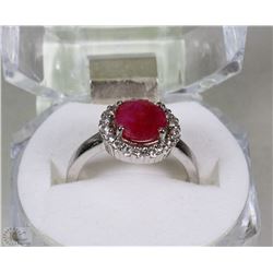 #8-NATURAL RED RUBY.925 SOLID SILVER RING