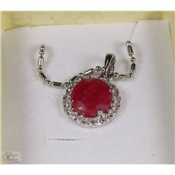 #9-NATURAL RED RUBY .925 SOLID SILVER PENDANT