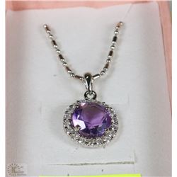 #6-NATURAL AMETHYST .925 SOLID SILVER PENDANT