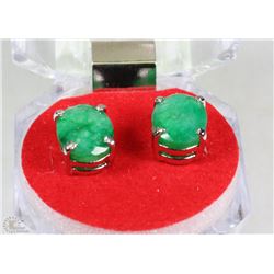 #1-NATURAL EMERALD .925 SOLID SILVER EARRINGS