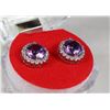 Image 1 : #4-NATURAL AMETHYST.925 SOLID SILVER EARRINGS