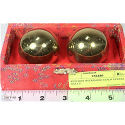 RED BOX W/CHINESE GOLD STRESS BALLS