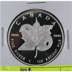 CANADA MAPLE 25TH ANNIVERSARY 1oz SILVER COIN