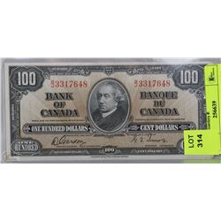 1937 CANADIAN $100 DOLLAR BILL