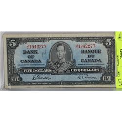 1937 CANADIAN $5 DOLLAR BILL