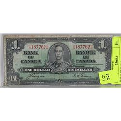 1937 CANADIAN $1 DOLLAR BILL