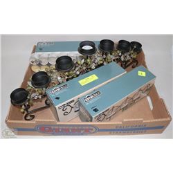 3 WALL CANDLE HOLDERS, CANDLE REFILLS