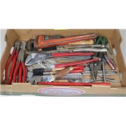 FLAT WITH SIDE CUTTERS WRENCHES ETC.