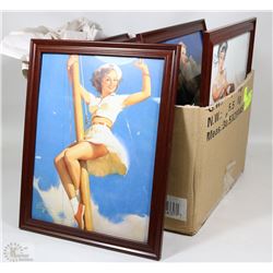SET OF 6 PIN-UP GIRL FRAMED PICTURES