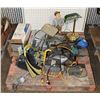 Image 1 : PALLET OF MISC, INCLUDING TOOLS, LIVE ANIMAL CAGE