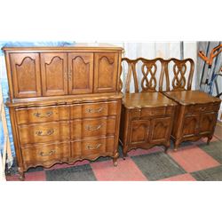 WOOD QUEEN SIZE 4 PC BEDROOM SUITE