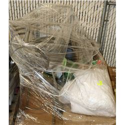 PALLET OF MISC HOUSEHOLD ITEMS INCL STEEL FRAMED