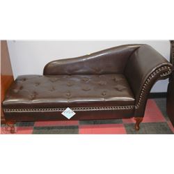 NEW BROWN LEATHERETTE STORAGE CHAISE LOUNGE CHAIR