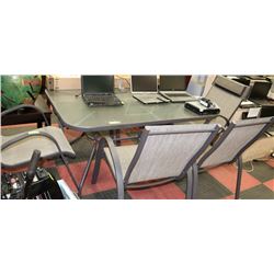 METAL AND GLASS PATIO TABLE WITH 6 CHAIRS