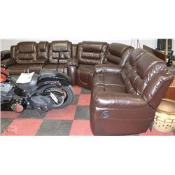NEW CHOCOLATE BROWN LEATHERETTE DELUXE RECLINING