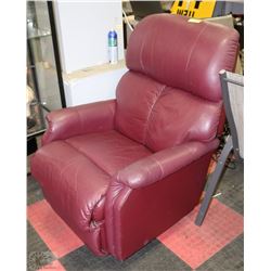 MAROON LEATHERETTE RECLINING ROCKING CHAIR