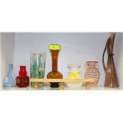 SHELF 1- 7 ASSORTED ESTATE VASES