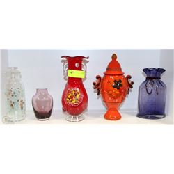 SHELF 2- 5 ASSORTED ESTATE VASES