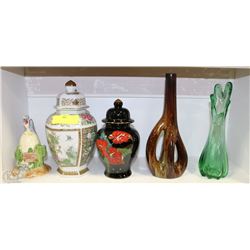 SHELF 3- 5 ASSORTED ESTATE VASES
