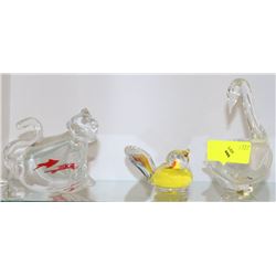 3 PC ART GLASS ANIMAL COLLECTION