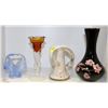 Image 1 : ESTATE ASSORTMENT OF VASES AND ART GLASS BASKET
