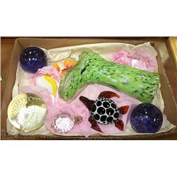 LARGE FLAT W/COLLECTION OF ART GLASS -