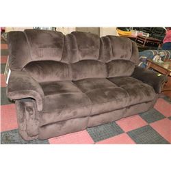 BROWN MICROFIBRE RECLINING SOFA