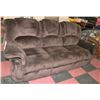 Image 1 : BROWN MICROFIBRE RECLINING SOFA