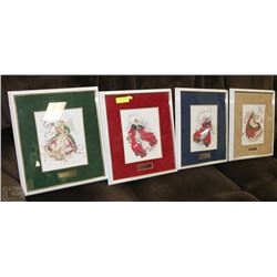 SET OF 4 WHITE FRAMED PICTURES