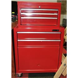 RED WATERLOO ROLLING TOOL BOX WITH LOCKING TOP